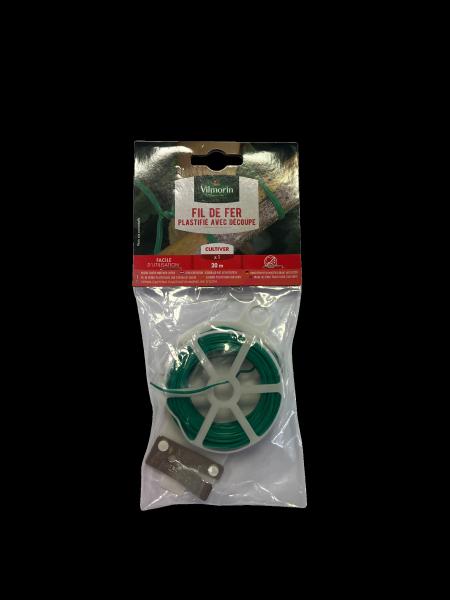 Matériel de jardinage - Fil de Fer Plastifié avec Découpe - 20 m - PACKAGING_3D_RECTO